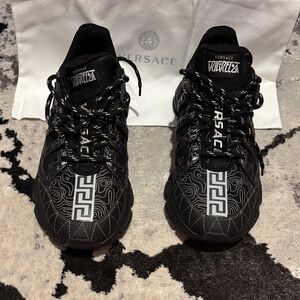 Versace Black Patterned Men's Sneakers